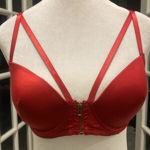 Frederick’s of Hollywood Red Cross Strap Push-Up Bra 32D